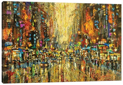 New York City In Rain VII Canvas Art Print - Rain Art