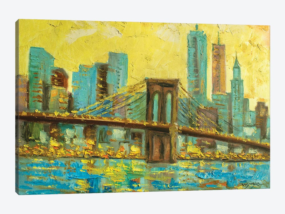 Brooklyn Bridge by Vishalandra Dakur 1-piece Canvas Art Print