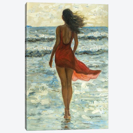 Girl In The Beach Canvas Print #VDR77} by Vishalandra Dakur Canvas Wall Art