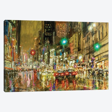 New York City Streets In Rain II Canvas Print #VDR7} by Vishalandra Dakur Canvas Wall Art