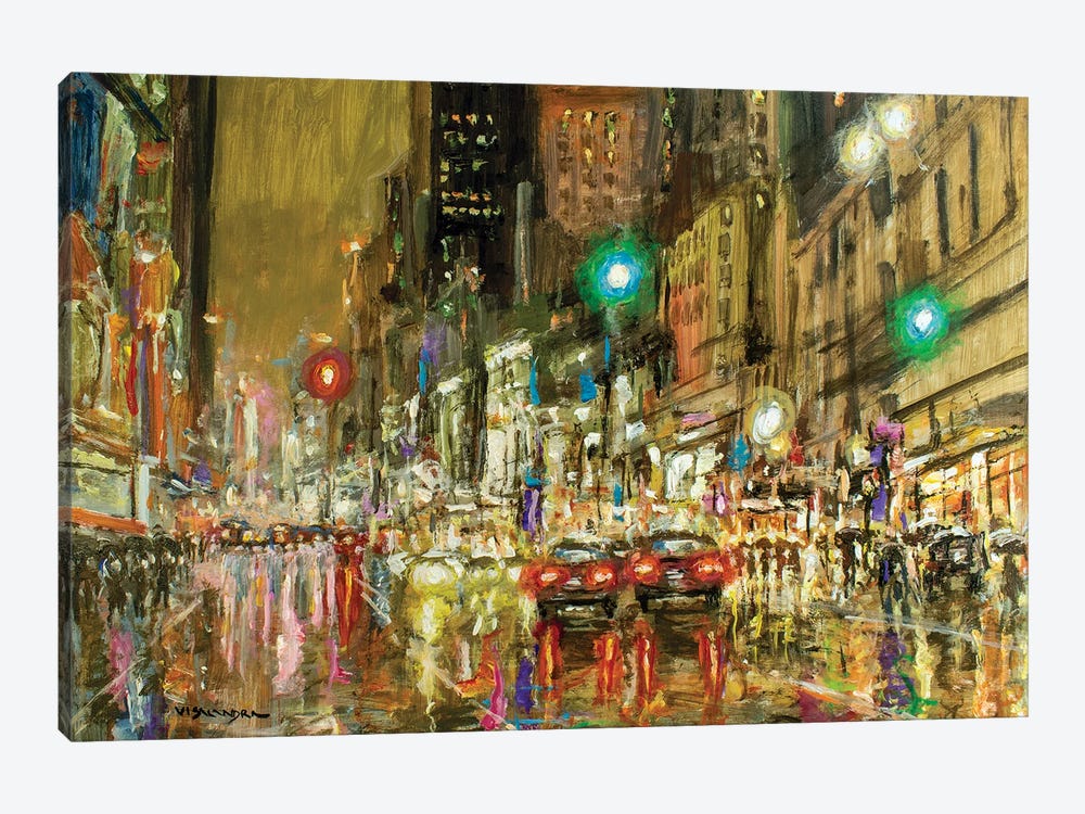 New York City Streets In Rain II by Vishalandra Dakur 1-piece Canvas Art Print
