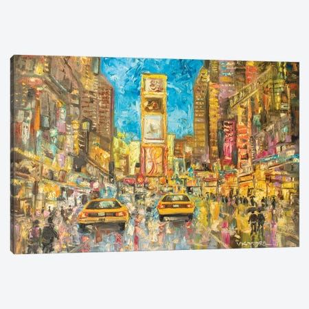 Time Square In Rain XX Canvas Print #VDR93} by Vishalandra Dakur Art Print