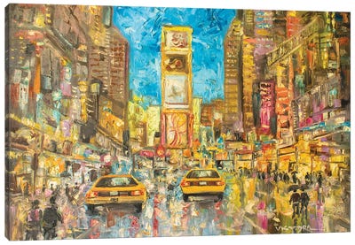 Time Square In Rain XX Canvas Art Print - Vishalandra Dakur