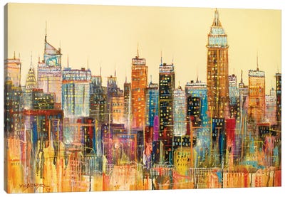 Abstract New York City II Canvas Art Print - Vishalandra Dakur