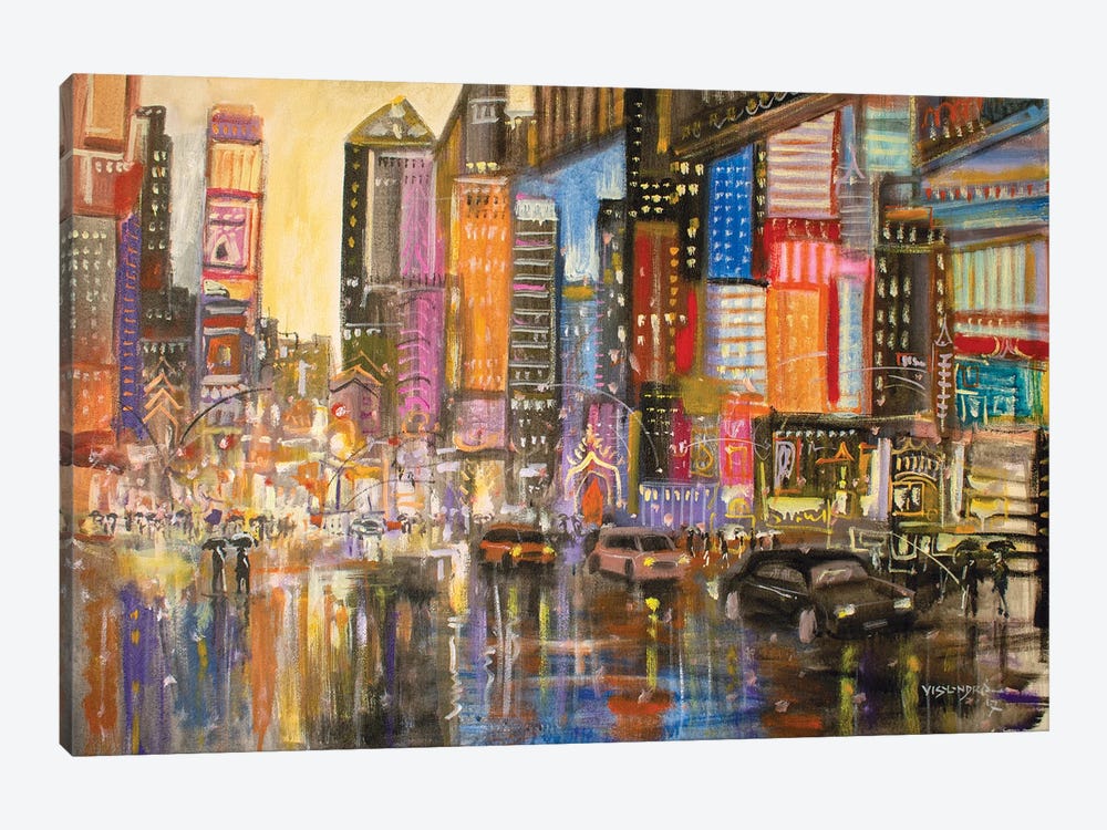 Time Square In Rain XI by Vishalandra Dakur 1-piece Canvas Artwork