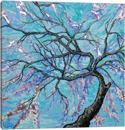 A Blossom Tree (Marshmallow) Canvas Art Print - Turquoise Art