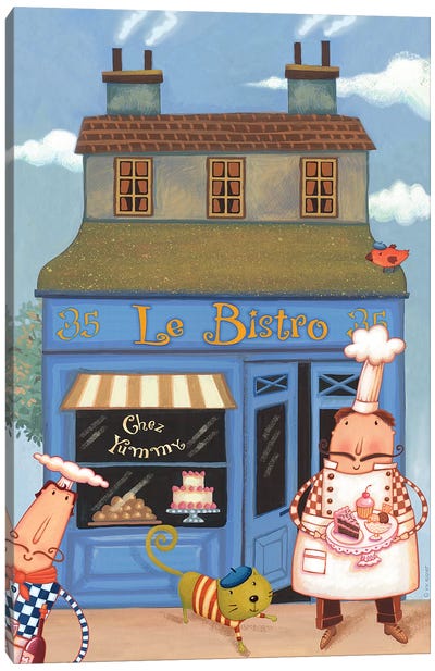 Chef V Chez Bistro Canvas Art Print - French Cuisine Art