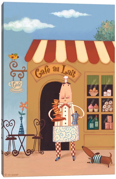 Chef VI Café au Lait Canvas Art Print - French Cuisine Art
