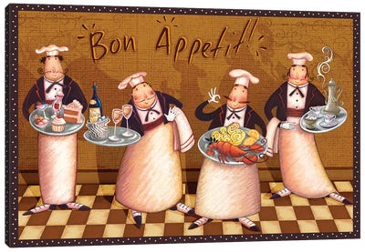 Chefs' Bon Appetit Canvas Art Print - Male Portrait Art