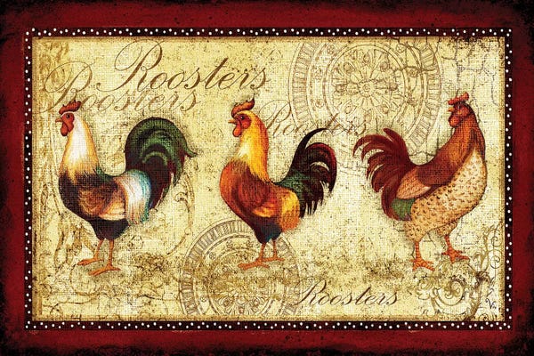 Chickens & Roosters: Rooster Trio by Viv Eisner