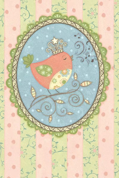 Tweeting Bird by Viv Eisner framed canvas print