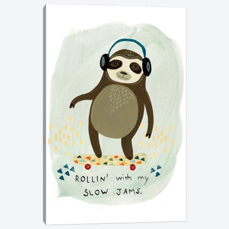 Hipster Sloth II Canvas Print #VES103} by June Erica Vess Canvas Art Print