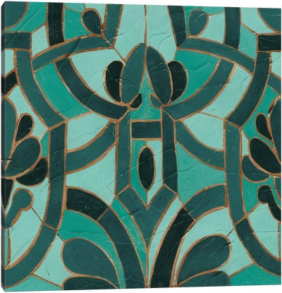 Turquoise Mosaic II Canvas Art Print - Damask Patterns