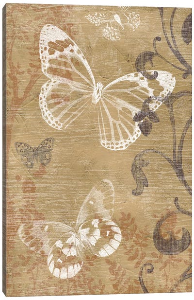 Butterfly Forest II Canvas Art Print - Tan Art