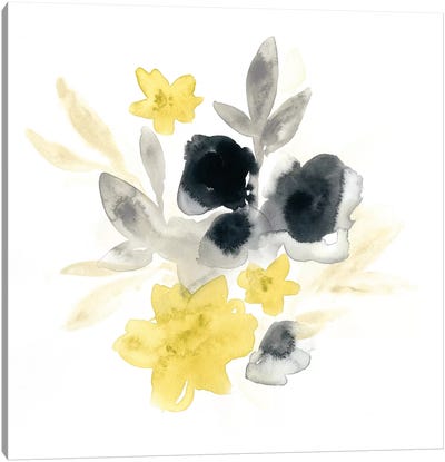 Citron Bouquet I Canvas Art Print - Black, White & Yellow Art