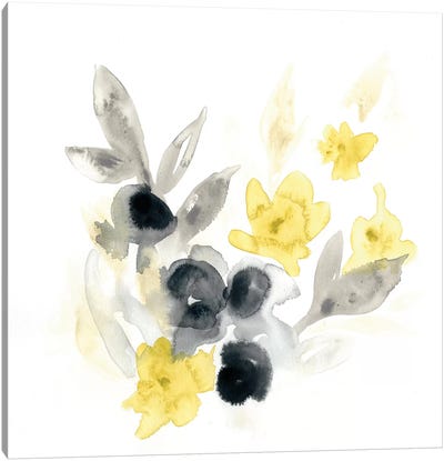 Citron Bouquet II Canvas Art Print - Black, White & Yellow Art