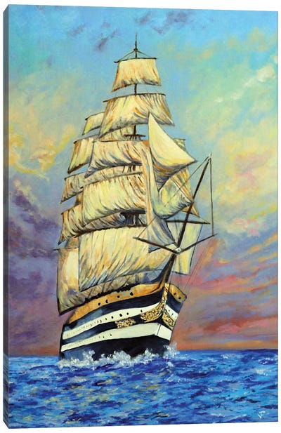 Amerigo Vespucci Ship Canvas Art Print - Turquoise Art