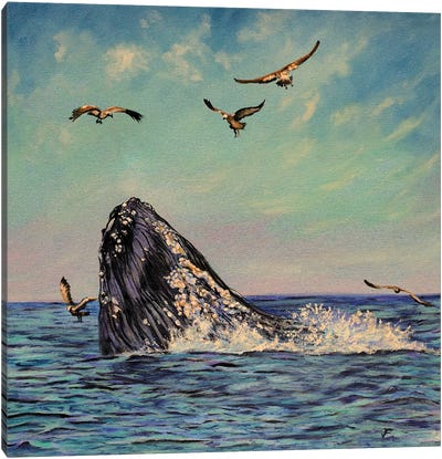 Whale Canvas Art Print - Green Art