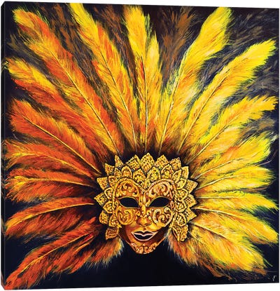 Yellow Mask Canvas Art Print - Viktoriya Filipchenko