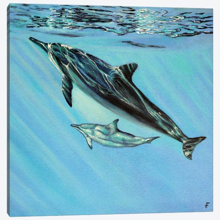Dolphins Canvas Print #VFP126} by Viktoriya Filipchenko Canvas Wall Art