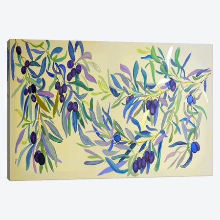 Gold Olive Leaves Canvas Print #VFP139} by Viktoriya Filipchenko Canvas Artwork