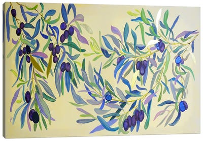 Gold Olive Leaves Canvas Art Print - Viktoriya Filipchenko