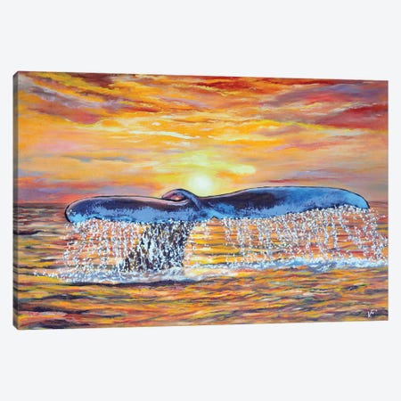 Whale Dive Canvas Print #VFP141} by Viktoriya Filipchenko Art Print