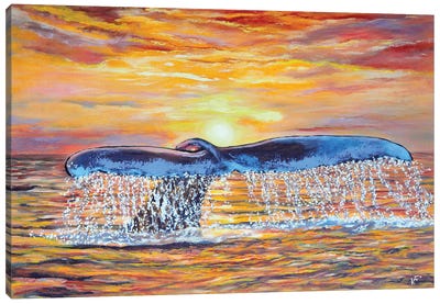 Whale Dive Canvas Art Print - Viktoriya Filipchenko