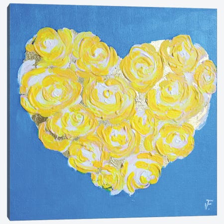 Yellow Rose Hart Canvas Print #VFP144} by Viktoriya Filipchenko Canvas Art
