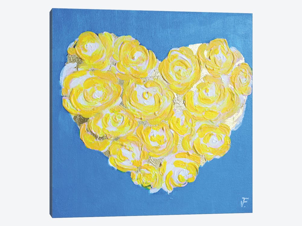 Yellow Rose Hart by Viktoriya Filipchenko 1-piece Canvas Print