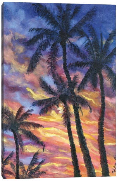 Hawaii Tropical Sunset Canvas Art Print - Cloudy Sunset Art