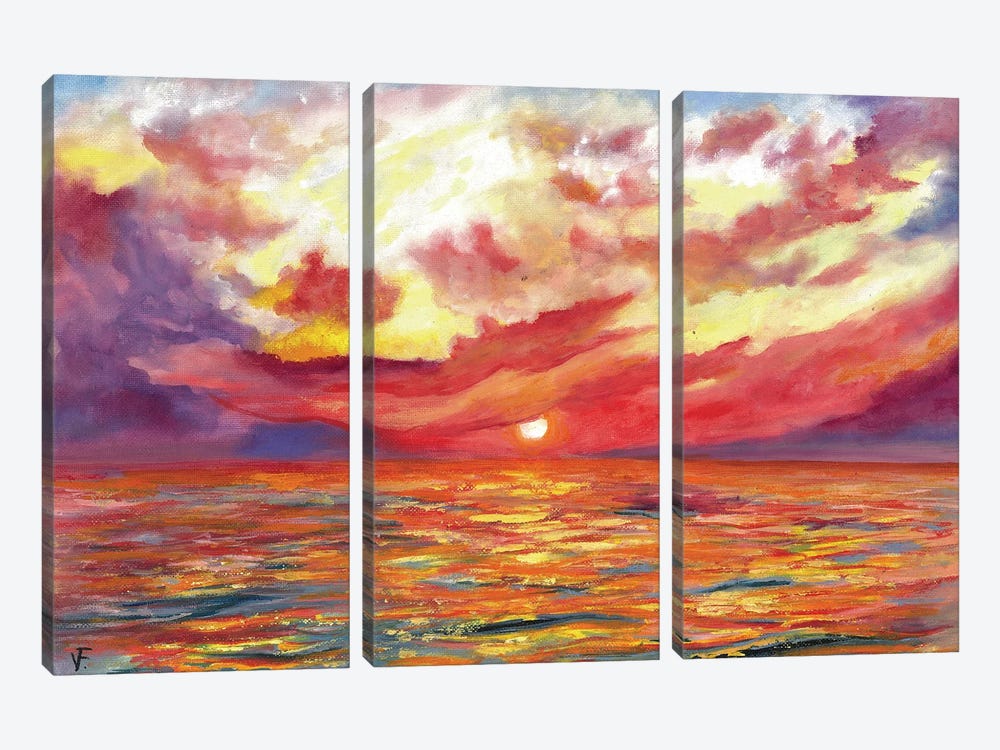 Red Sunset by Viktoriya Filipchenko 3-piece Canvas Print