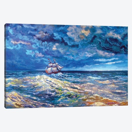 Ship On Stormy Sea Canvas Print #VFP35} by Viktoriya Filipchenko Canvas Print