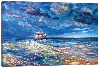 Ship On Stormy Sea Canvas Art Print - Viktoriya Filipchenko