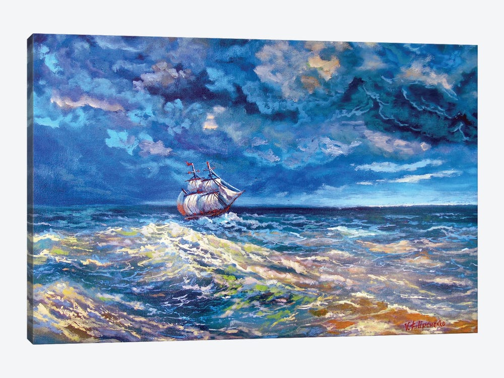 Ship On Stormy Sea by Viktoriya Filipchenko 1-piece Canvas Artwork