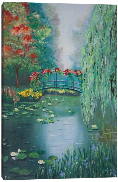 The Bridge On The Pond Canvas Art Print - Viktoriya Filipchenko