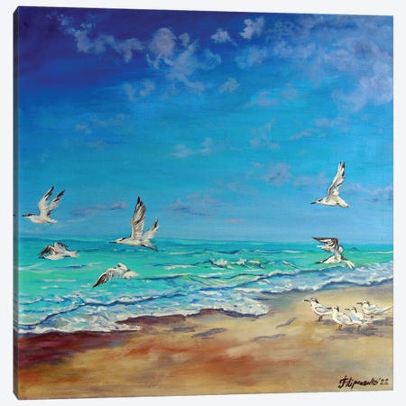 Seagulls Canvas Print #VFP39} by Viktoriya Filipchenko Canvas Artwork