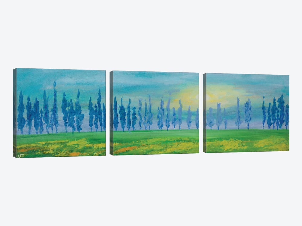 Italian Cypressess Landscape by Viktoriya Filipchenko 3-piece Canvas Print