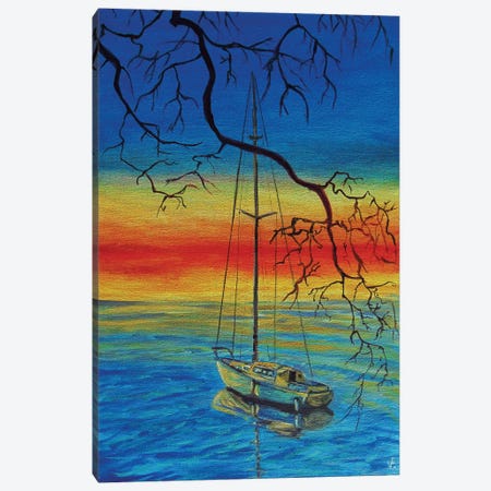 The Sailboat At Sunset Canvas Print #VFP50} by Viktoriya Filipchenko Canvas Art