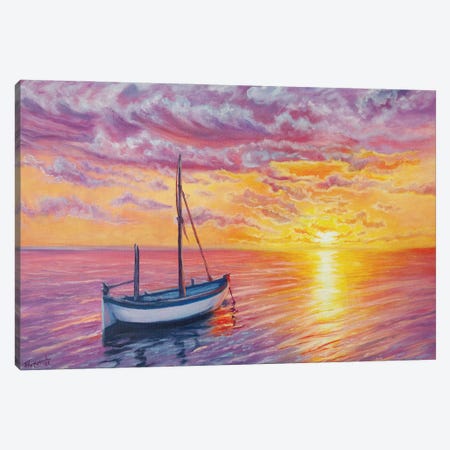The Sailboat On Sunset Canvas Print #VFP70} by Viktoriya Filipchenko Canvas Artwork