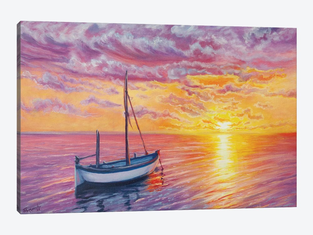 The Sailboat On Sunset by Viktoriya Filipchenko 1-piece Canvas Art Print