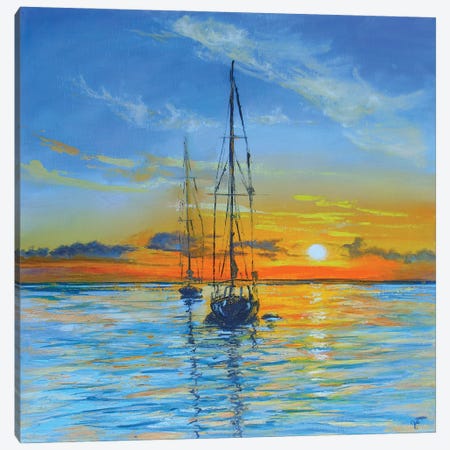 The Sailboat In Ocean Canvas Print #VFP82} by Viktoriya Filipchenko Art Print