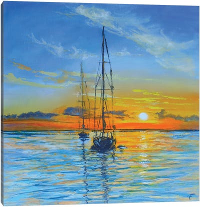 The Sailboat In Ocean Canvas Art Print - Viktoriya Filipchenko