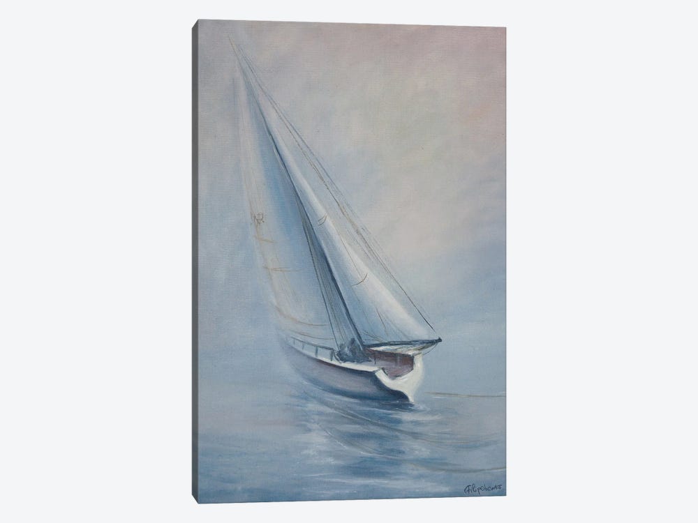 The White Yacht On The Fog by Viktoriya Filipchenko 1-piece Canvas Print