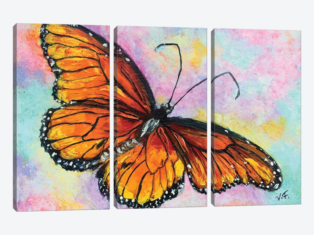 Butterfly Orange by Viktoriya Filipchenko 3-piece Canvas Print