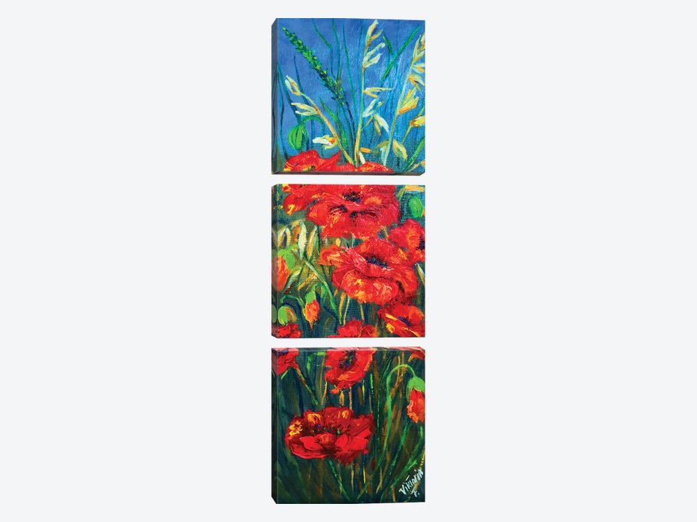 Red Poppy by Viktoriya Filipchenko 3-piece Canvas Print