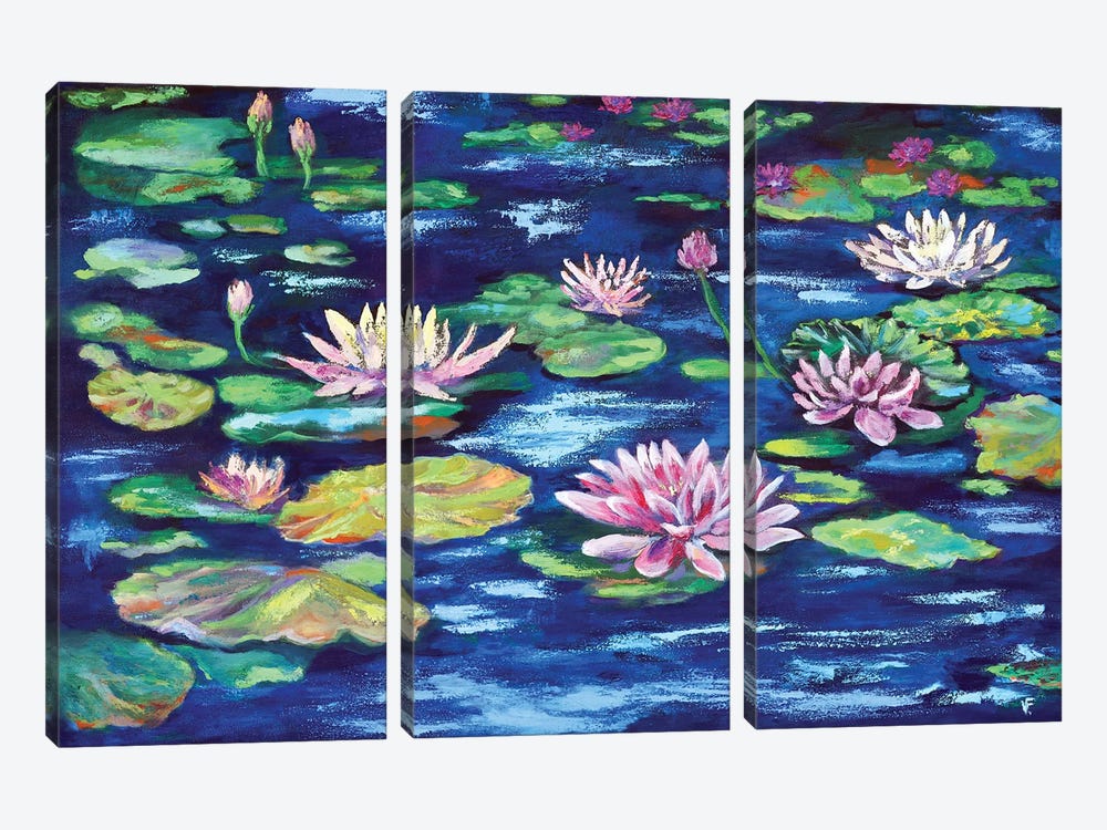 Water Lilies by Viktoriya Filipchenko 3-piece Canvas Art