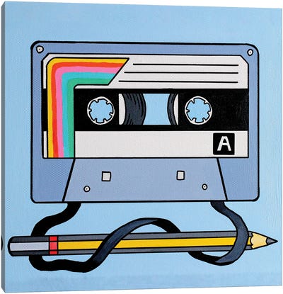 Cassette Tape With Pencil Canvas Art Print - Media Formats