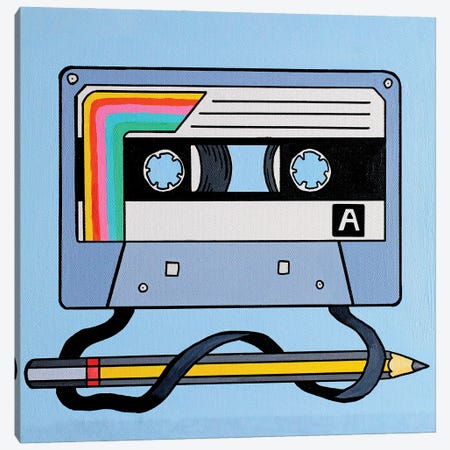 Cassette Tape With Pencil Canvas Print #VGG13} by Ian Viggars Canvas Wall Art