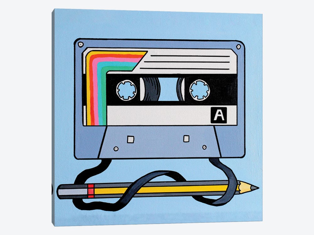 Cassette Tape With Pencil by Ian Viggars 1-piece Canvas Artwork